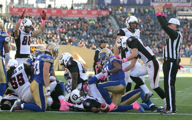 REDBLACKS 27 BLUE BOMBERS 20