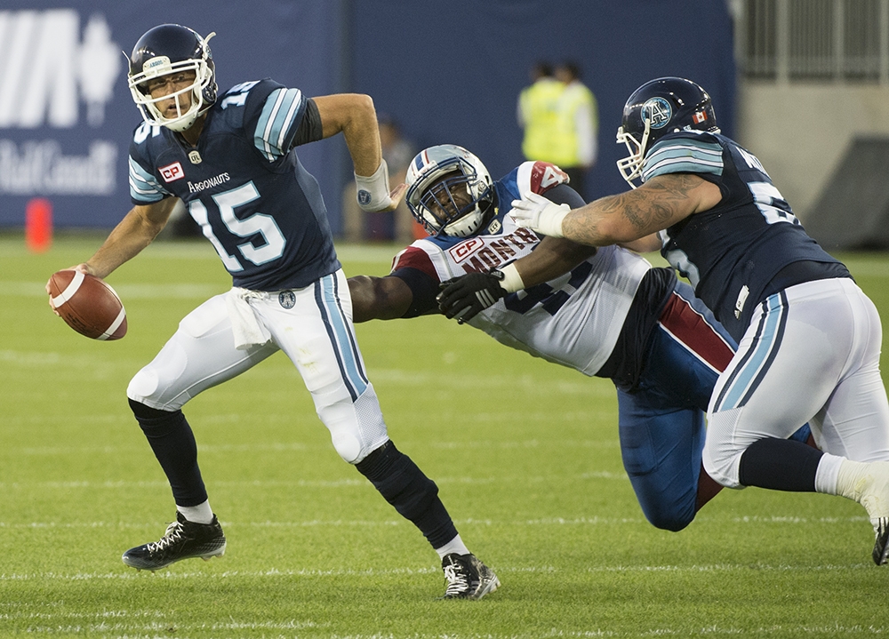 ARGONAUTS 30 ALOUETTES 17, RICKY RAY INJURED